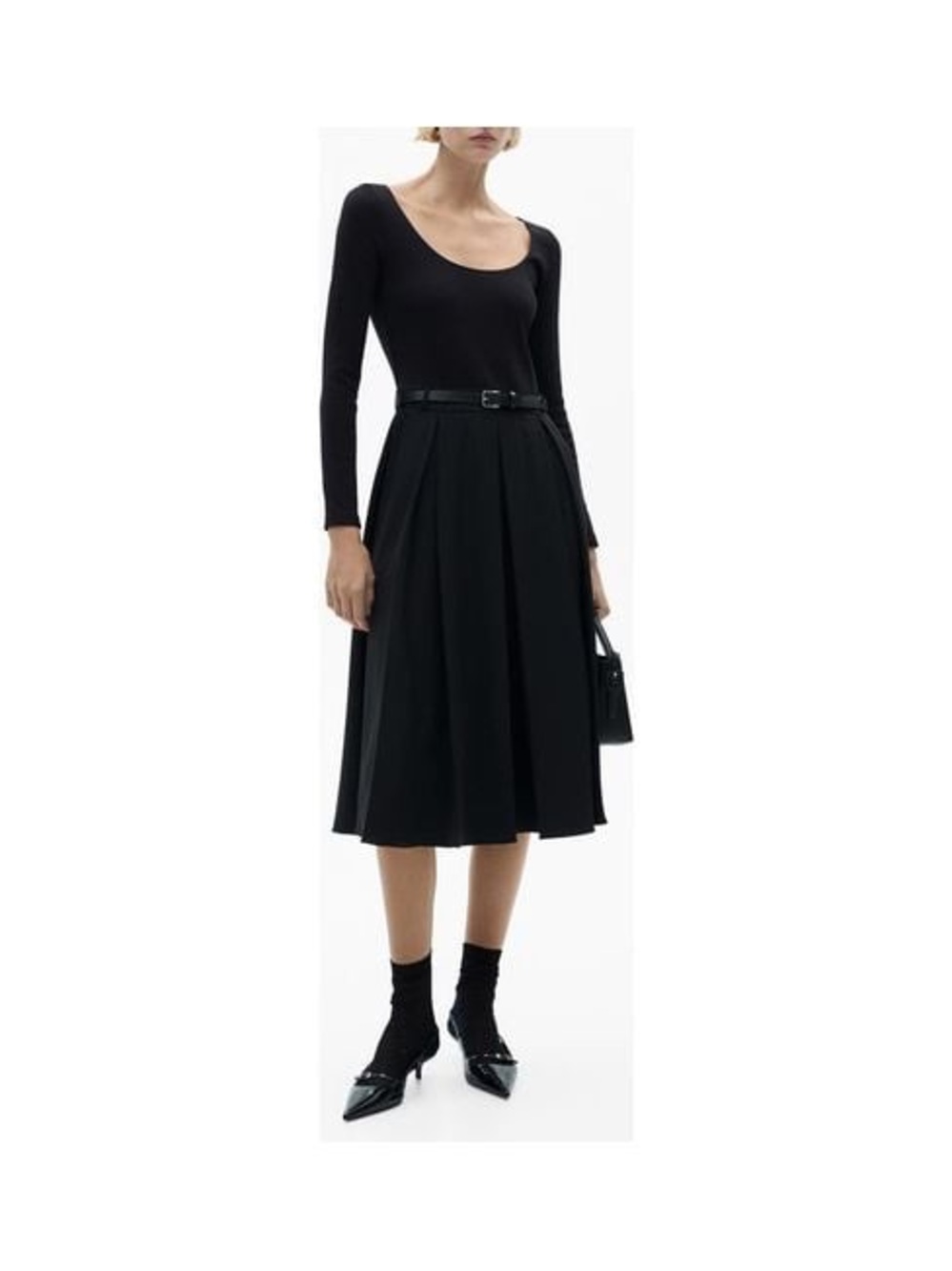 Classic Black Midi dress with Belt